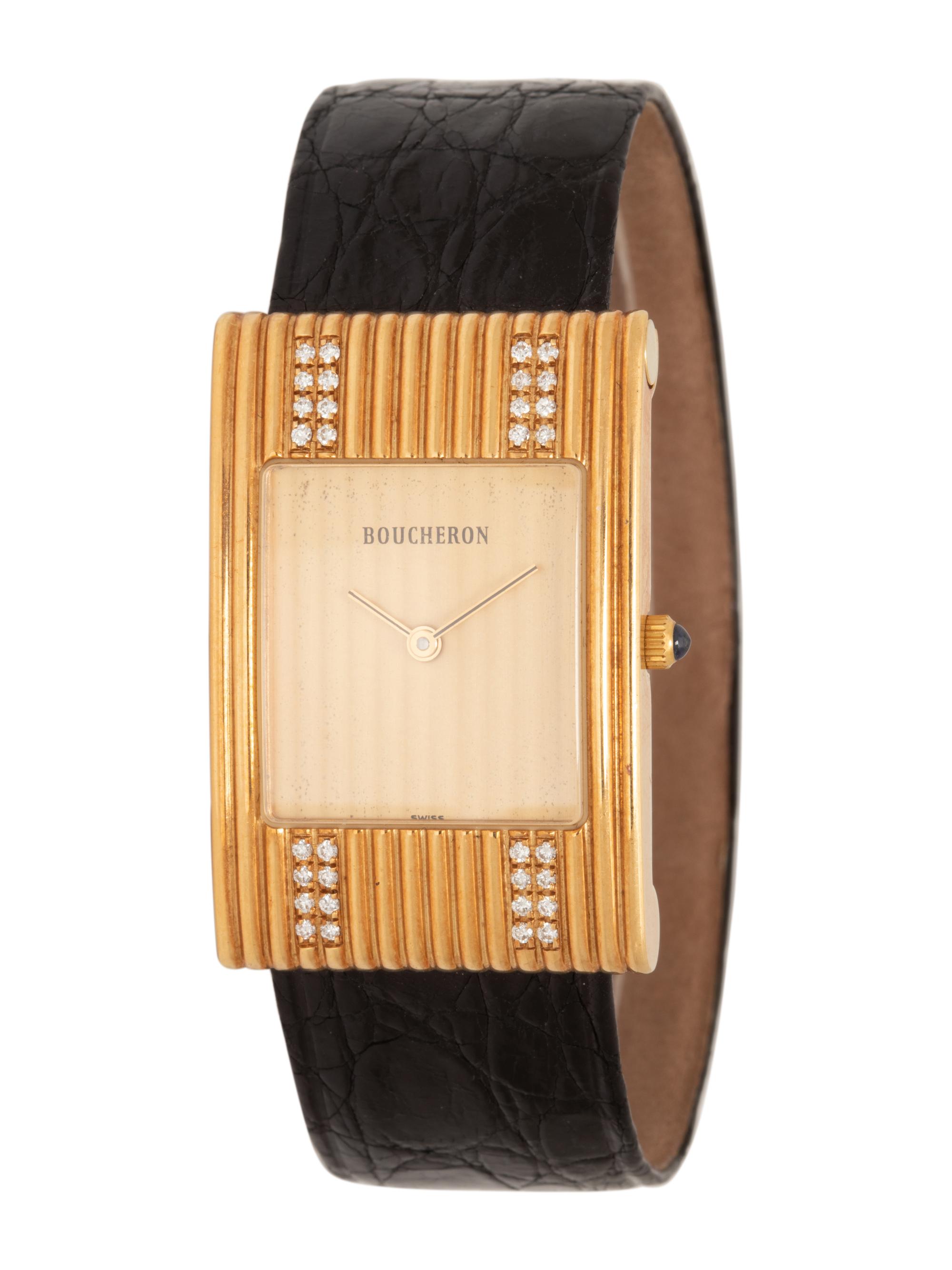 BOUCHERON, 18K YELLOW GOLD AND DIAMOND 'REFLET' WRISTWATCH