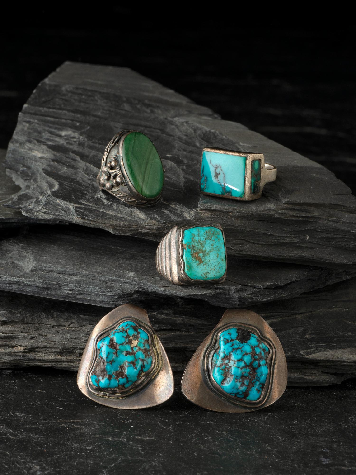 Collection of Navajo and Southwestern-style Clip Earrings and Rings