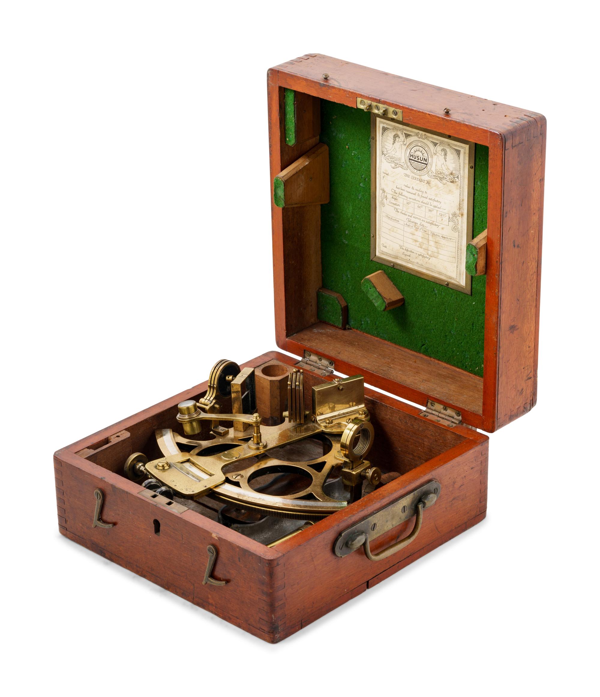 An English Brass Cased Sextant by T.L. Ainsley, Ltd., South Shields