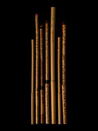 A Japanese Inlaid Bamboo-Form Brushpot