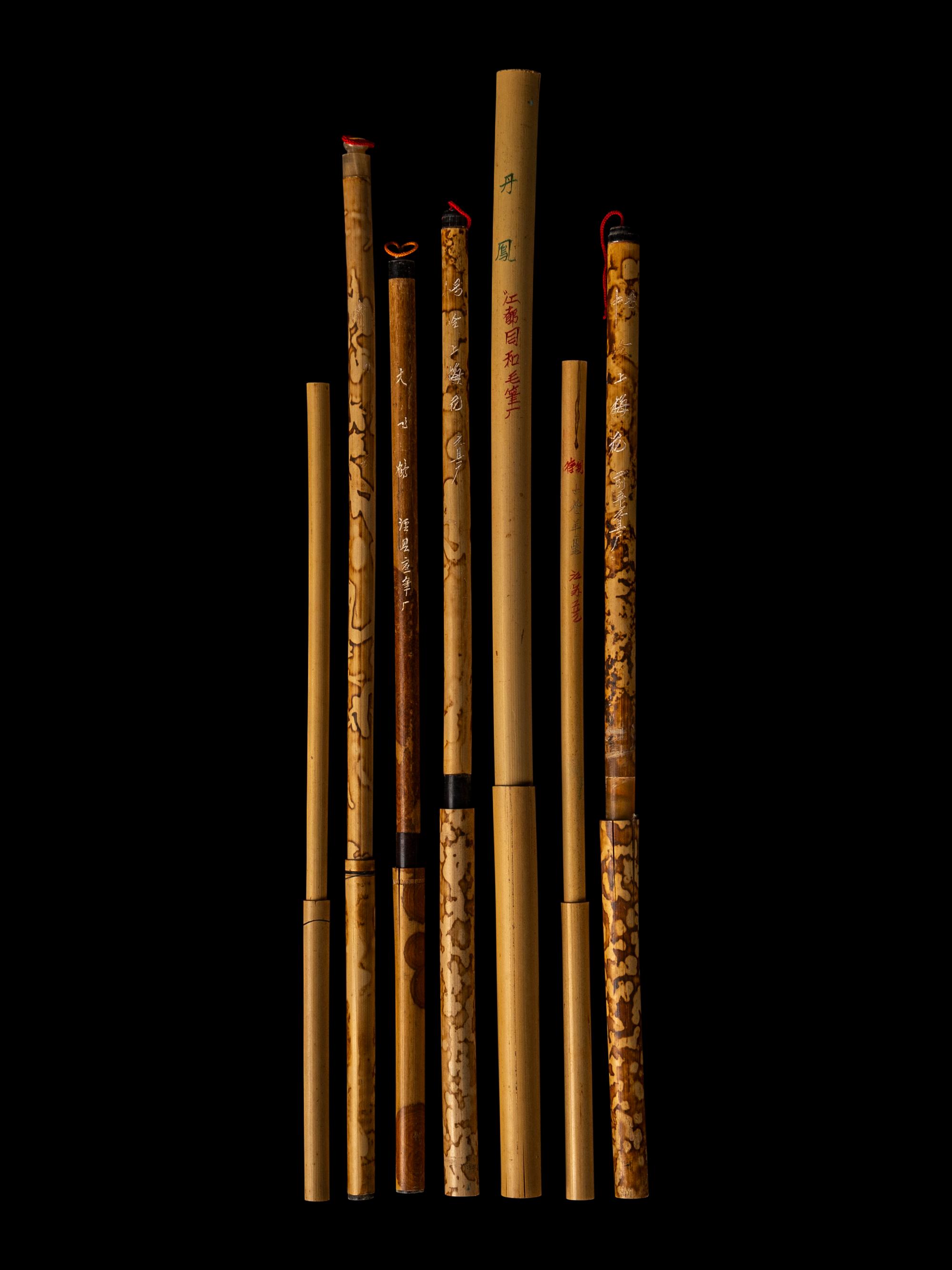 A Japanese Inlaid Bamboo-Form Brushpot