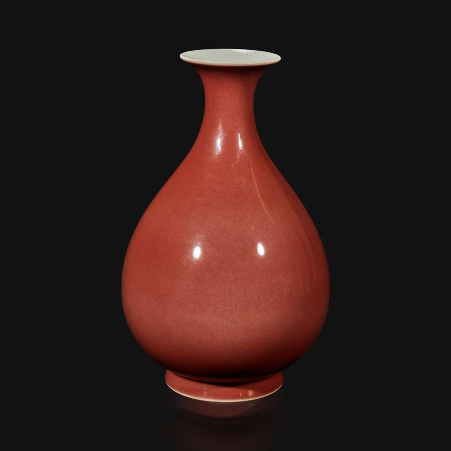 A Chinese copper red-glazed bottle vase Daoguang mark and of the period