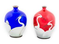A Pair of Japanese Cloisonne Ovoid Vases — LATE 19TH/EARLY 20TH CENTURY