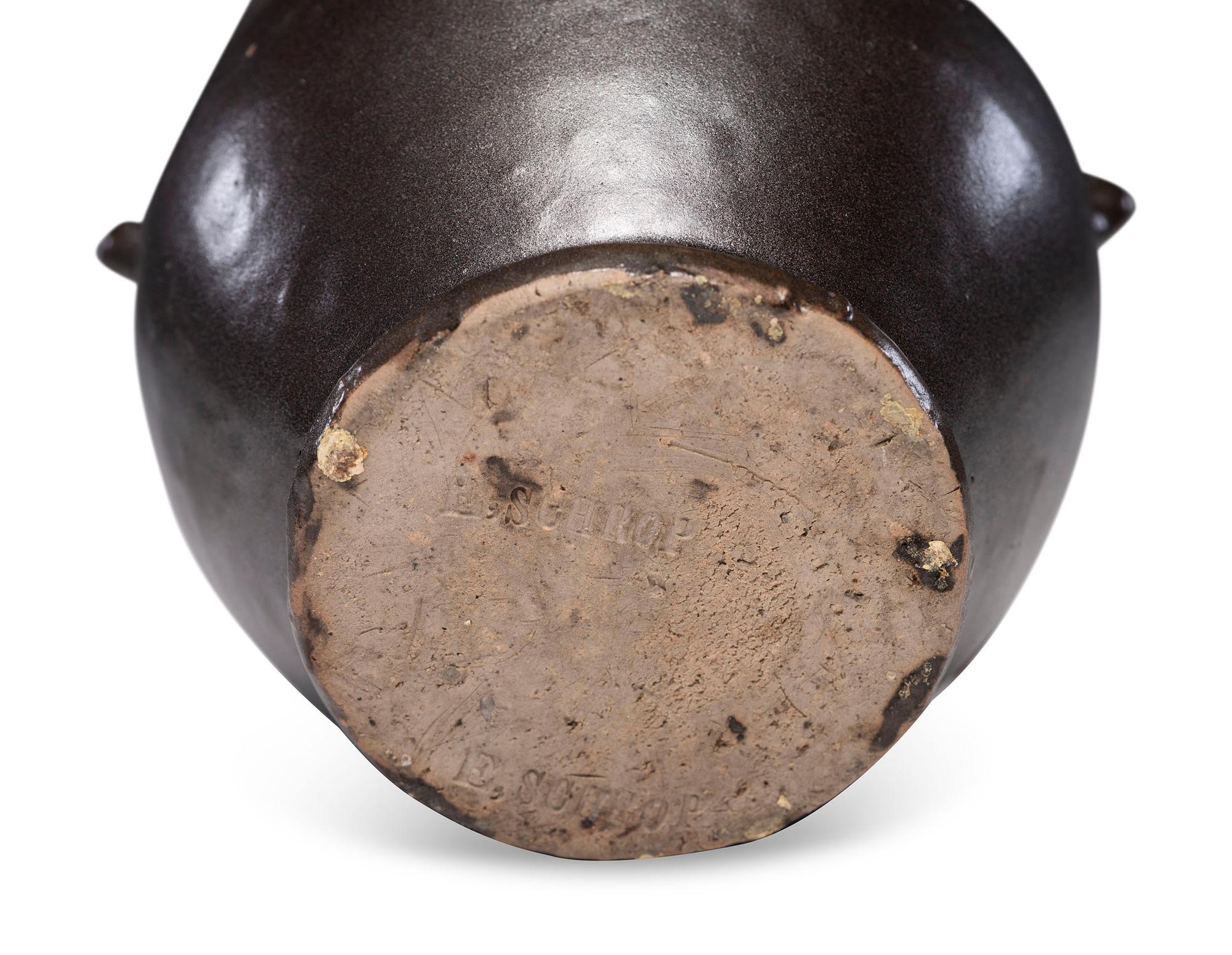 A Rare E. Schrop Lidded Stoneware Pot