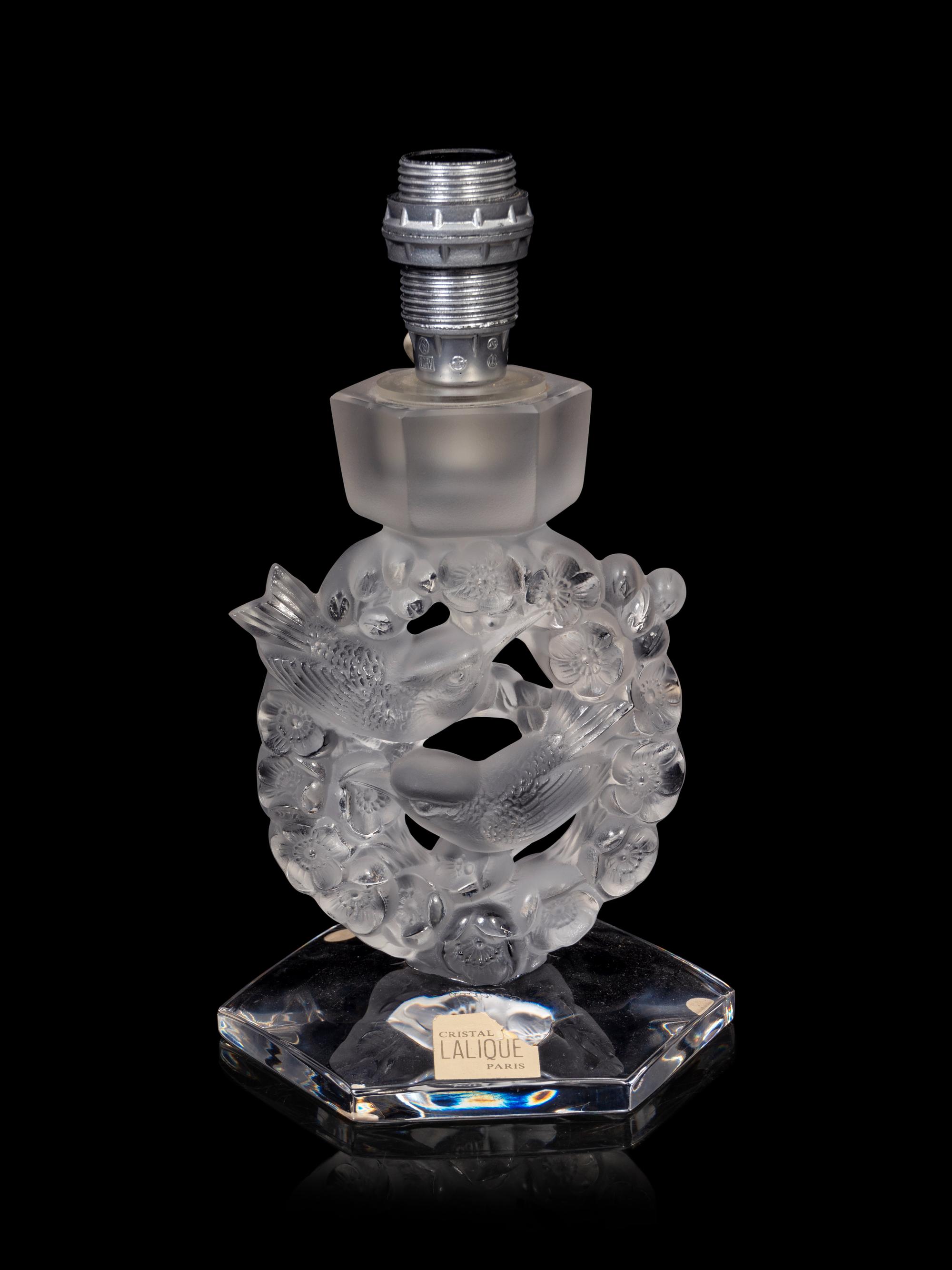 A Lalique Mesanges Table Lamp