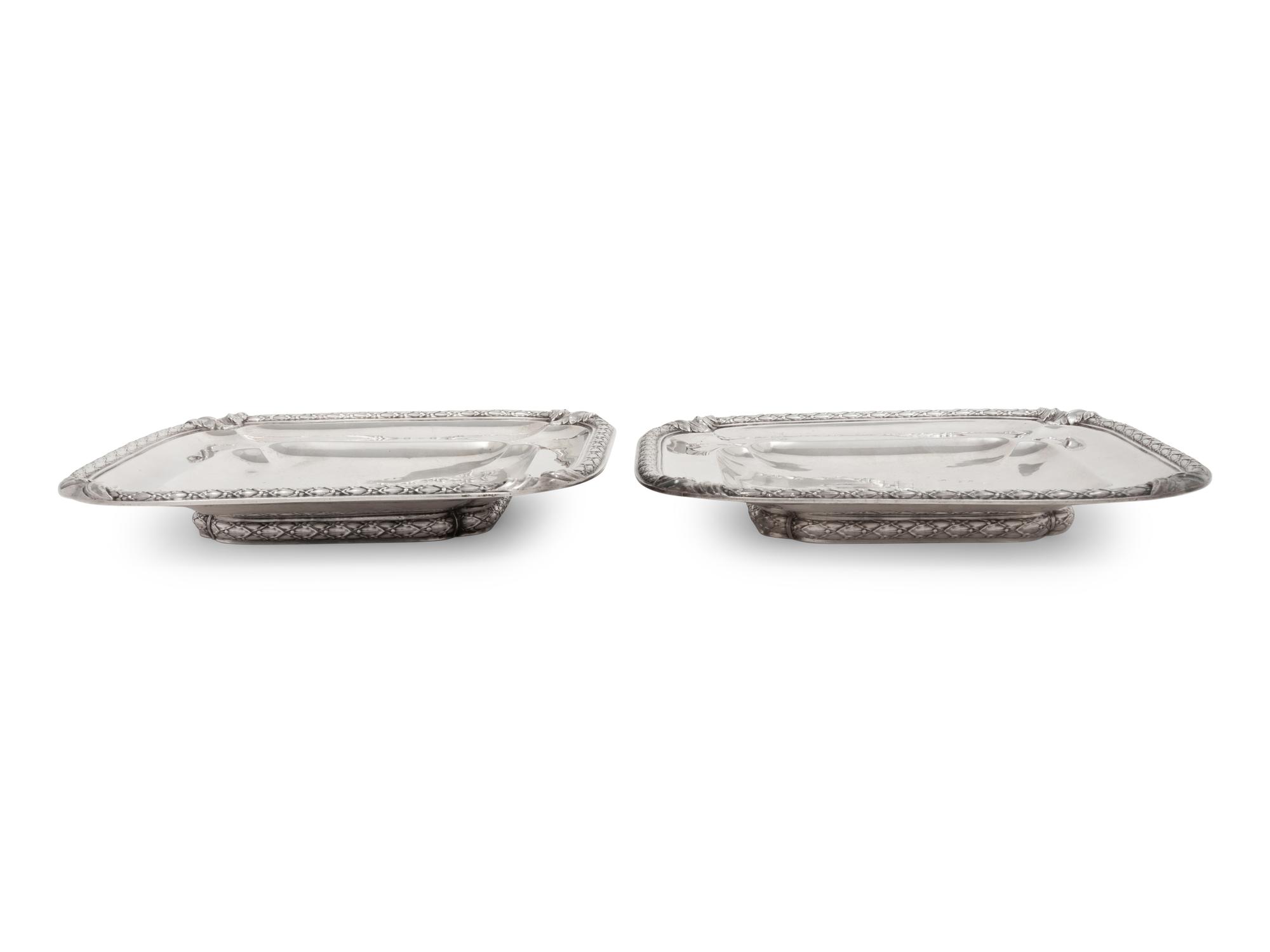 A Pair of French Silver Square Dishes