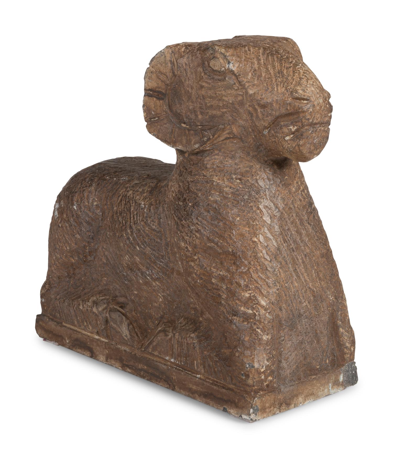 A Stone Ram Garden Sculpture