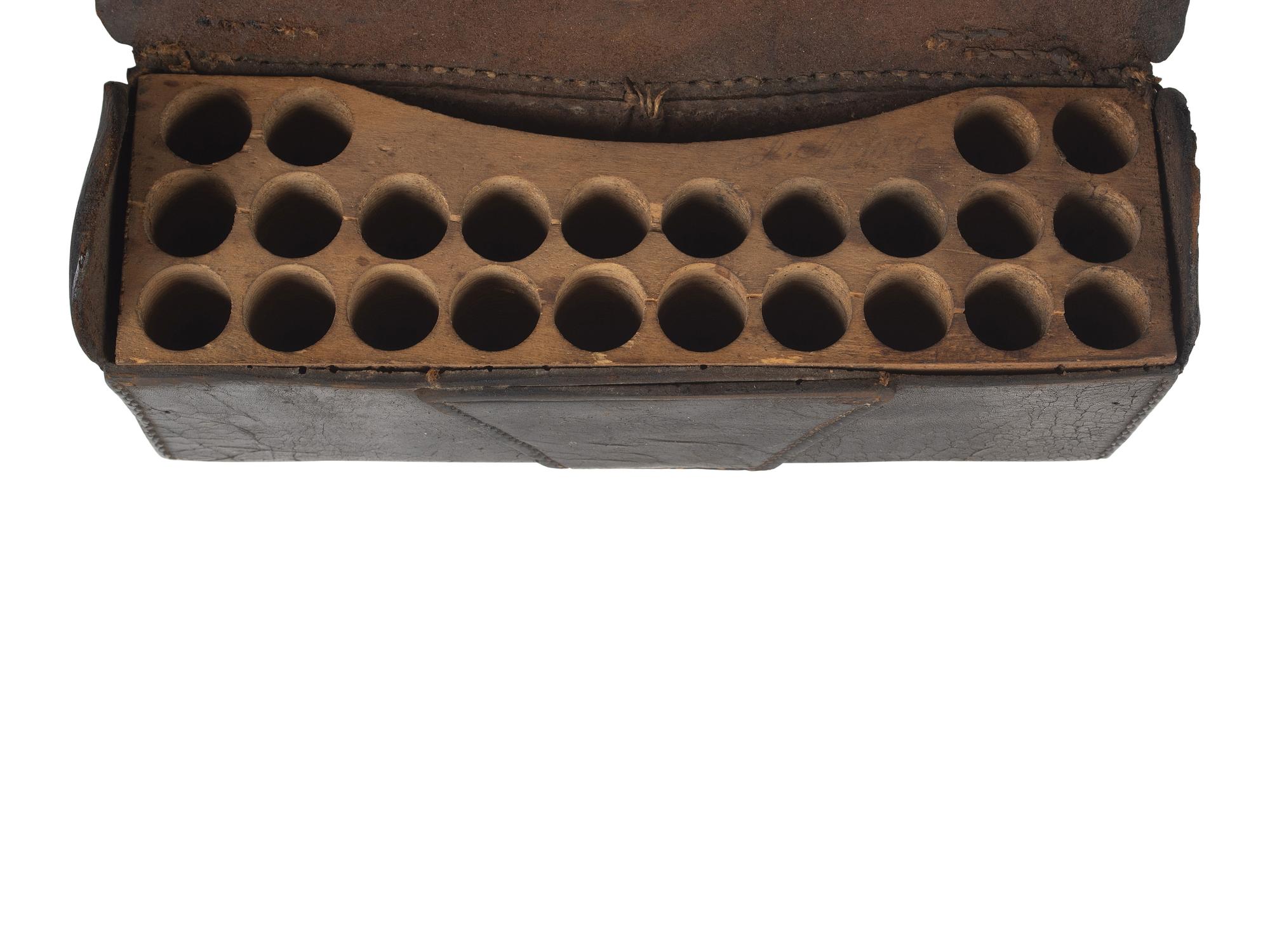 [MILITARIA]. 3 militia cartridge boxes, ca first quarter 19th century.