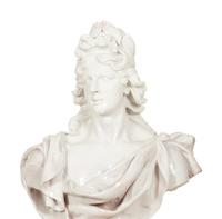A Pair of Italian White Glazed Ceramic Busts on Pedestal Bases