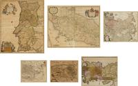 [MAPS]. A group of 6 engraved maps with hand-coloring, comprising: