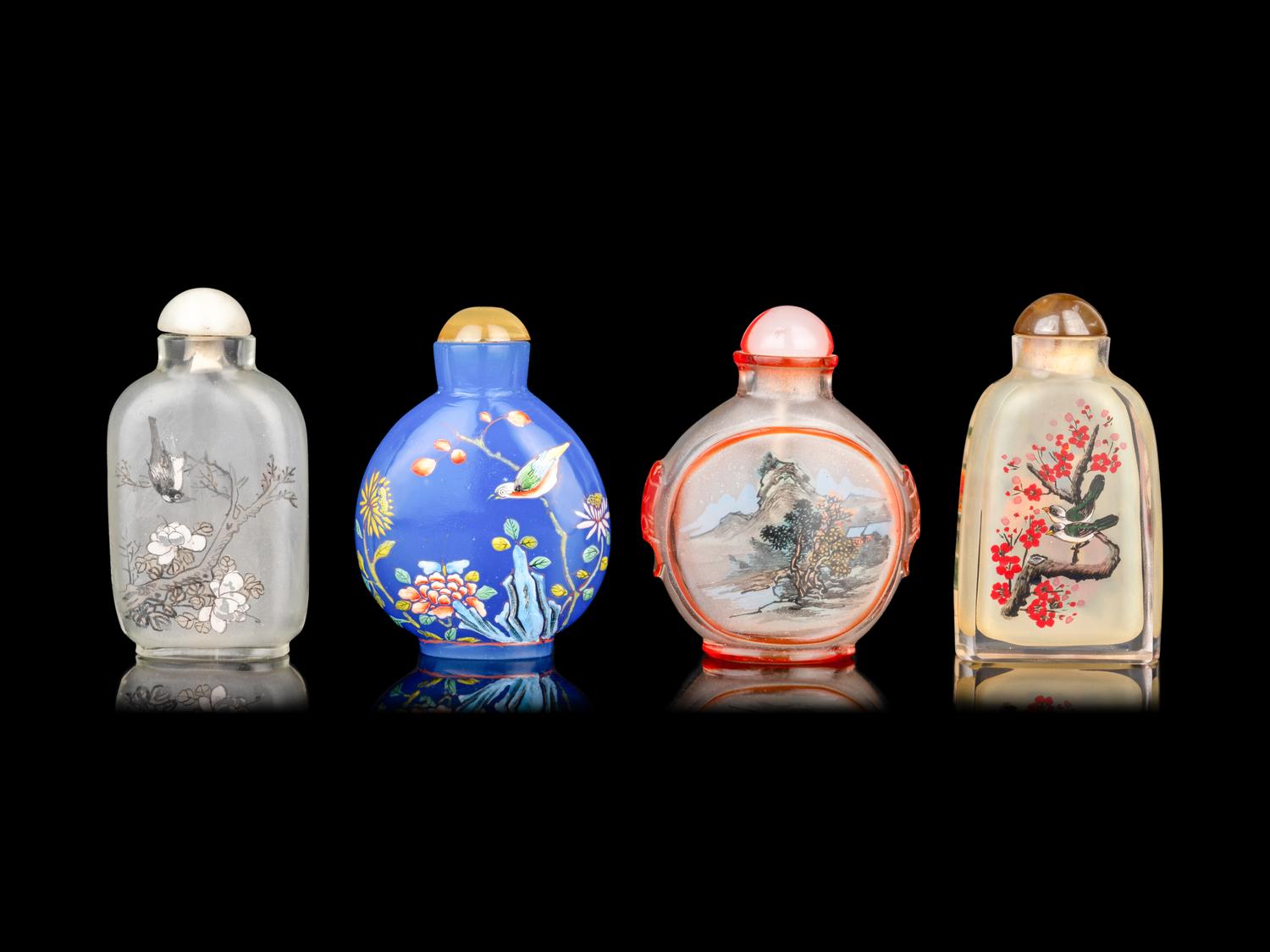 Four Chinese Painted Glass Snuff Bottles