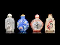 Four Chinese Painted Glass Snuff Bottles