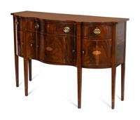 A Federal Mahogany Serpentine String-Inlaid Sideboard