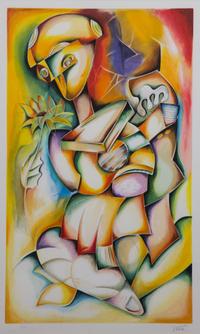 Alexandra Nechita, (American, b. 1985), The Ladder of Giving Suite (triptych)