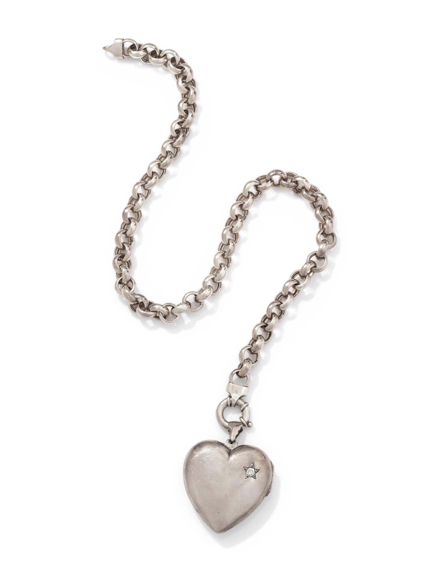 STERLING SILVER HEART LOCKET NECKLACE