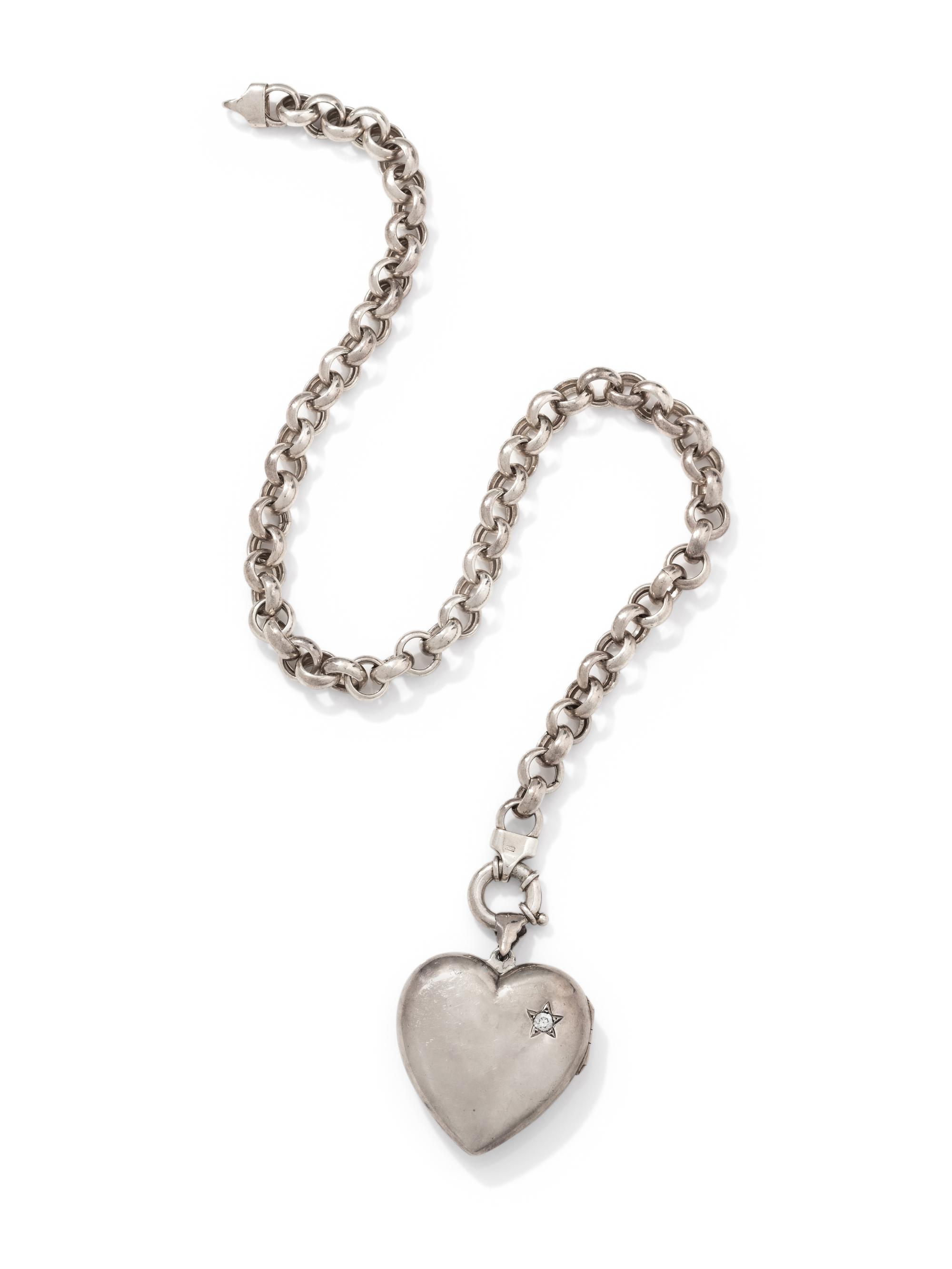 STERLING SILVER HEART LOCKET NECKLACE