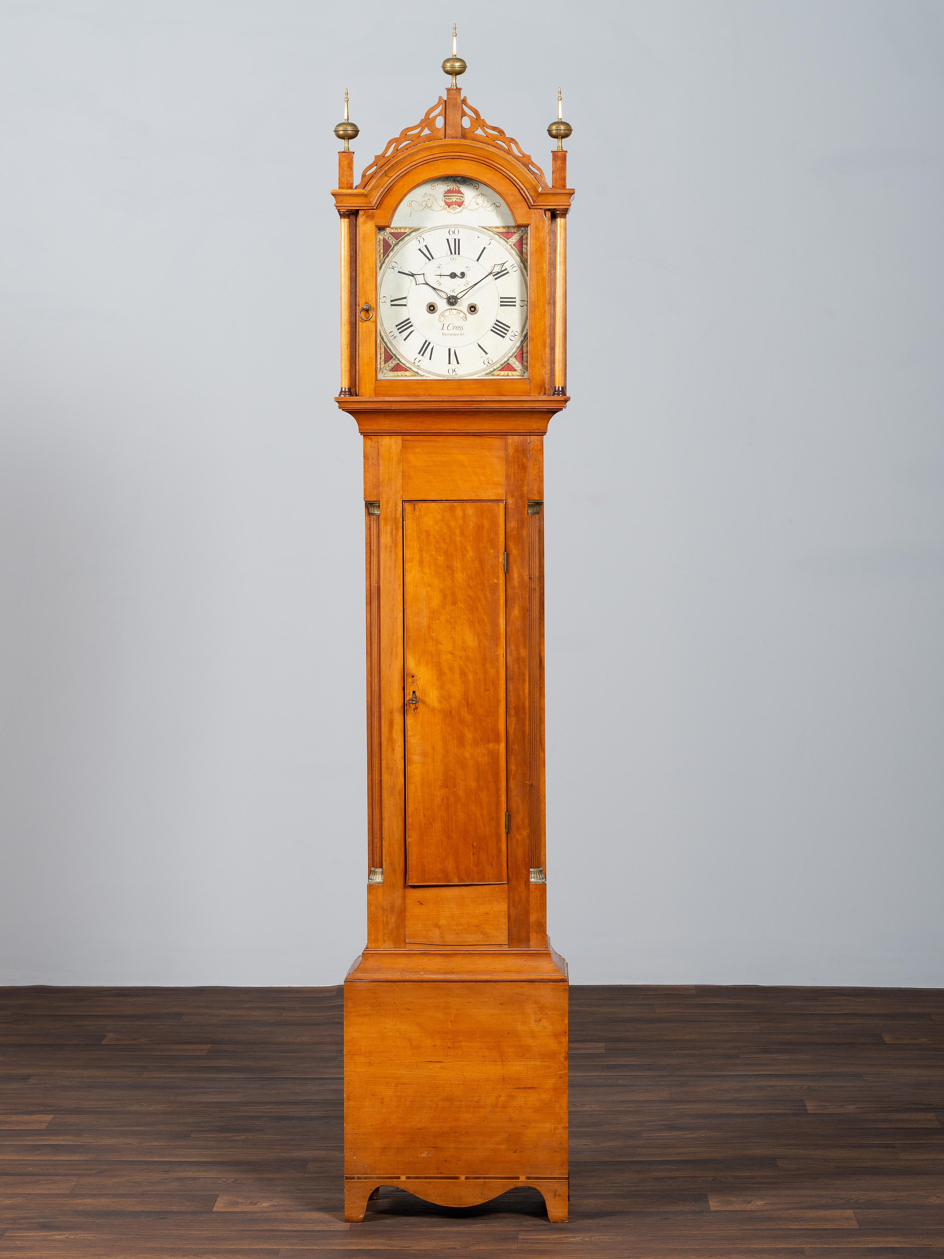 A Federal Cherrywood Tall Case Clock