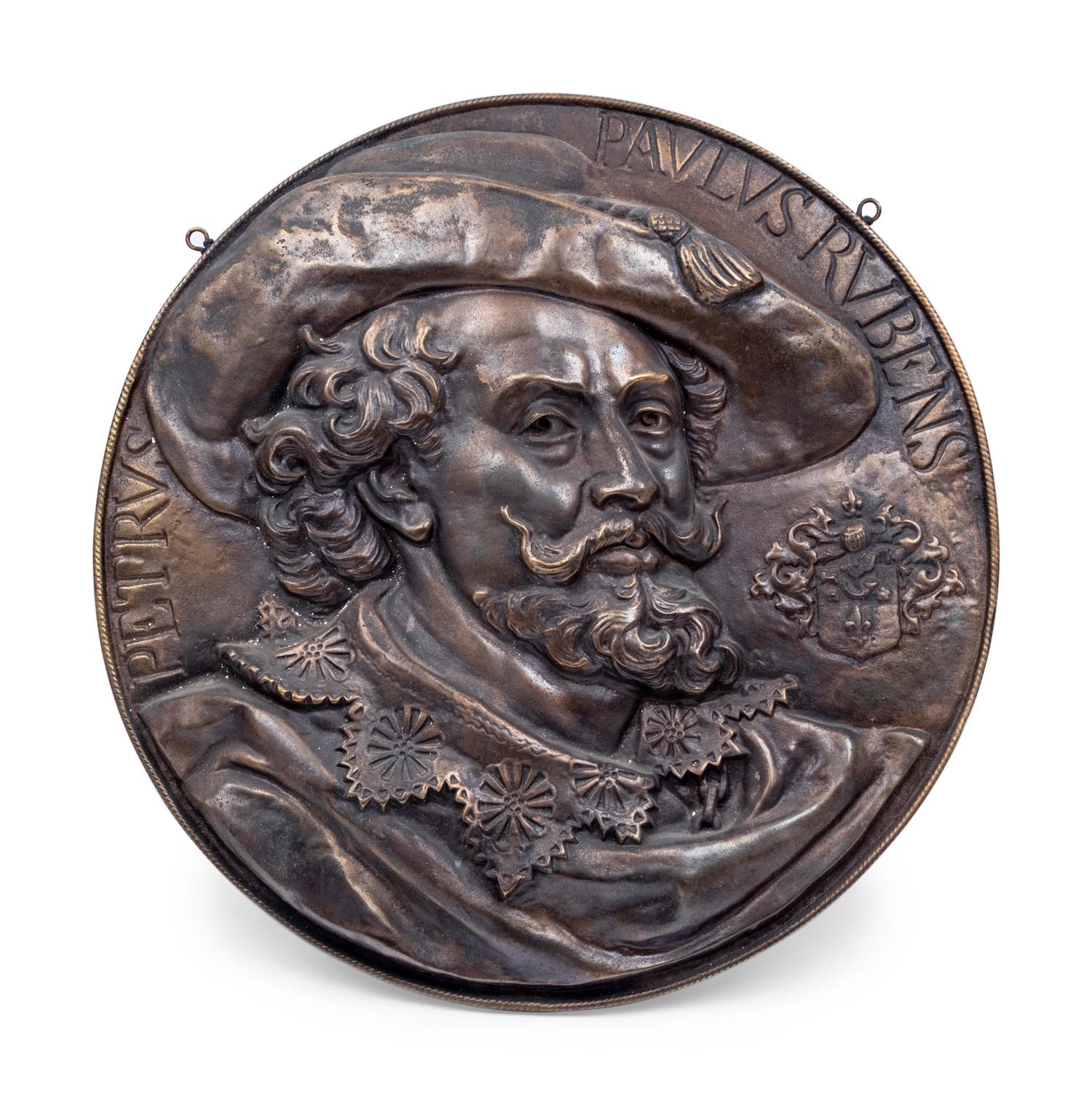 A Continental Patinated Metal Plaque Depicting Peter Paul Rubens