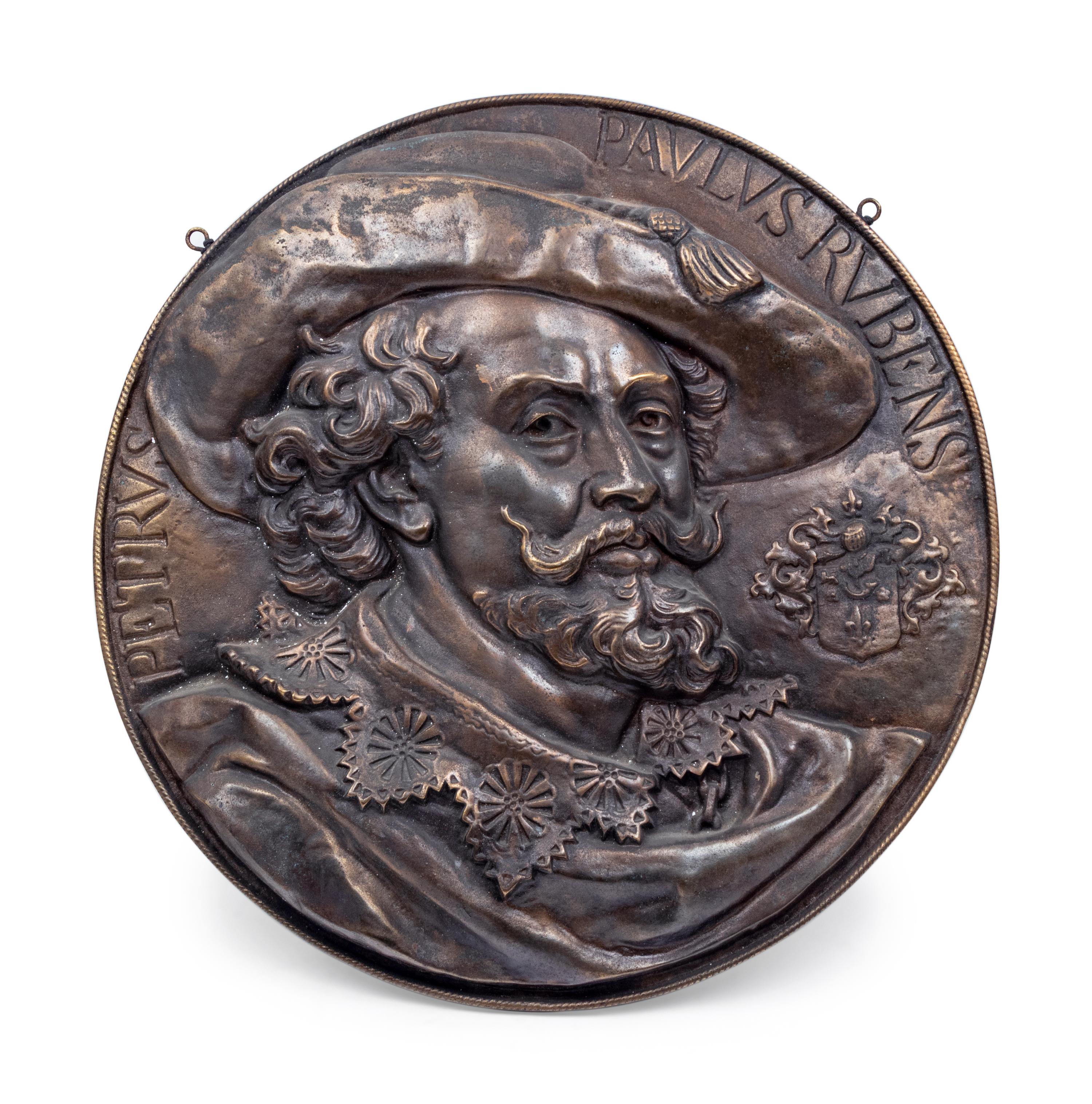 A Continental Patinated Metal Plaque Depicting Peter Paul Rubens