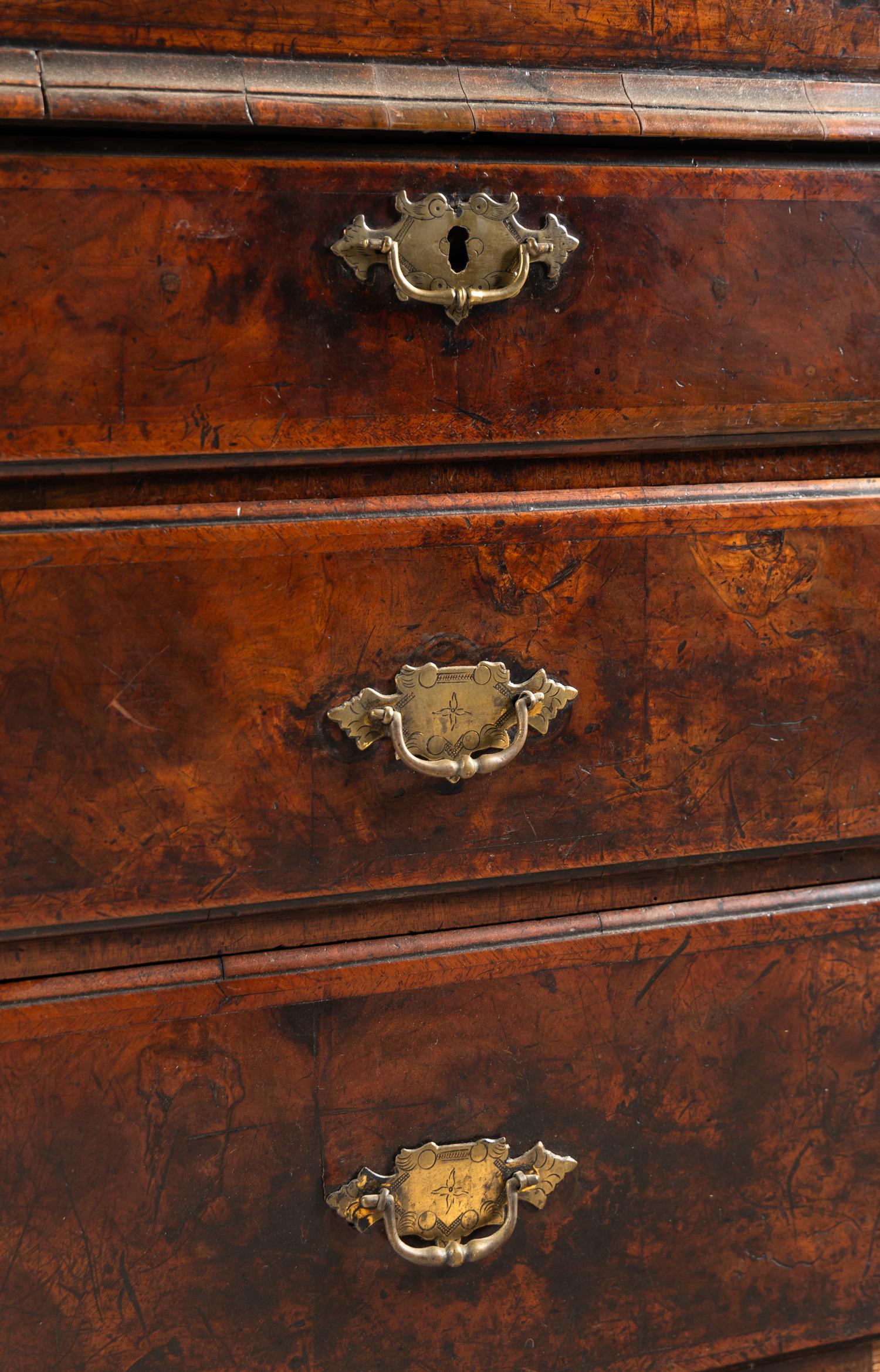 An English Walnut Bureau Bookcase