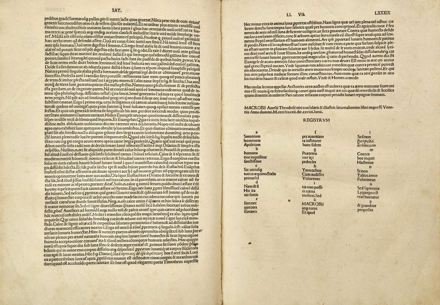 [Early Printing] [Incunable] (Macrobius, Ambrosius Aurelius Theodosius: In Somnium Scipionis expositio. Saturnalia)