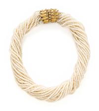YELLOW GOLD AND SEED PEARL TORSADE NECKLACE
