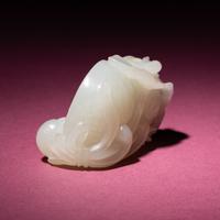 A Chinese White Jade Carving of Double Lotus Pods, 18th/19th Century — 清中期 白玉雙蓮子把件