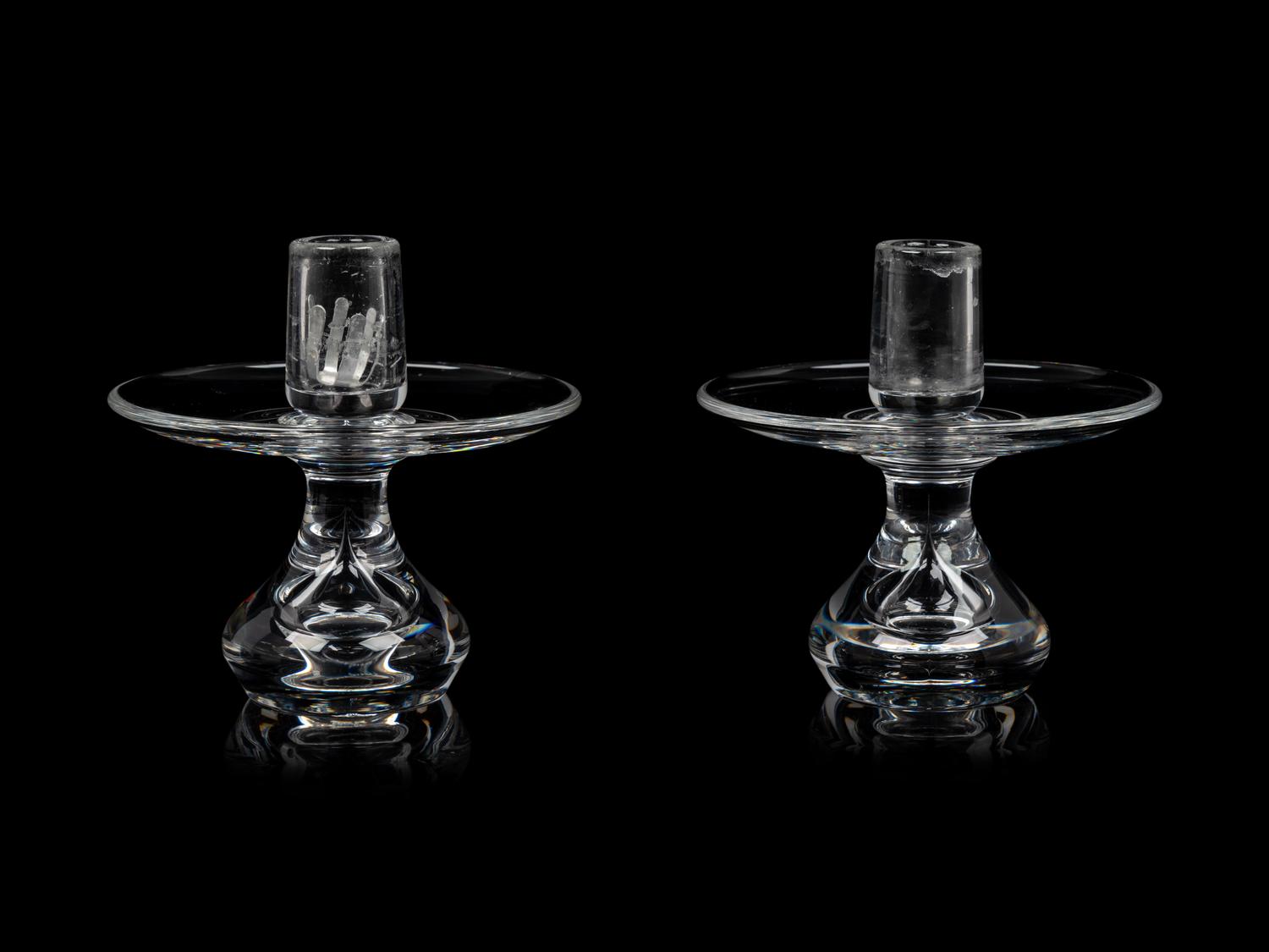 A Pair of Steuben Glass Candlesticks