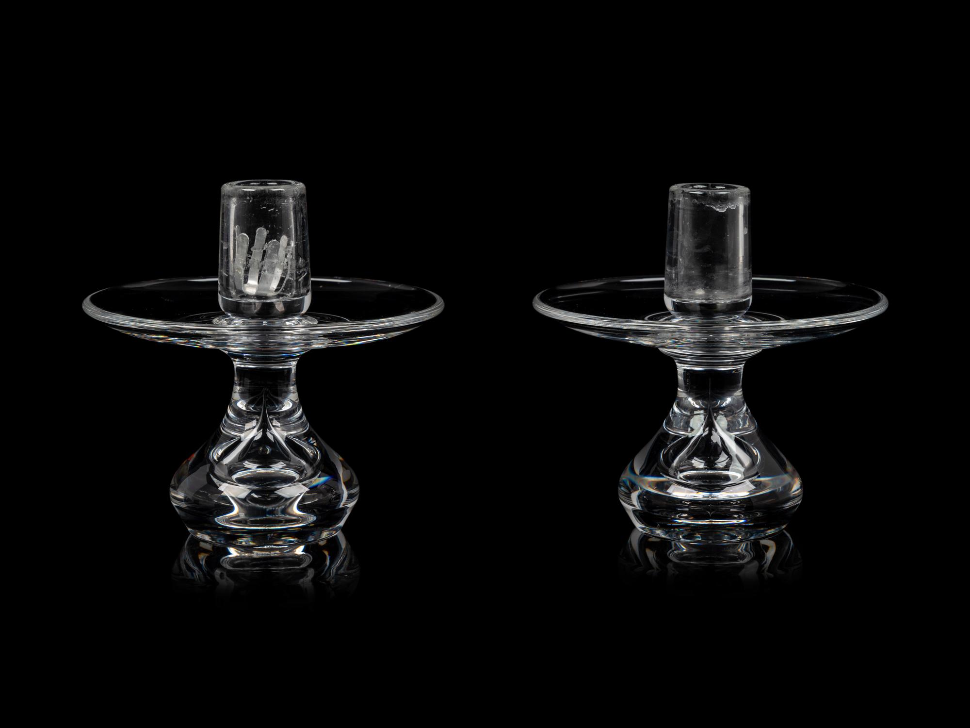 A Pair of Steuben Glass Candlesticks