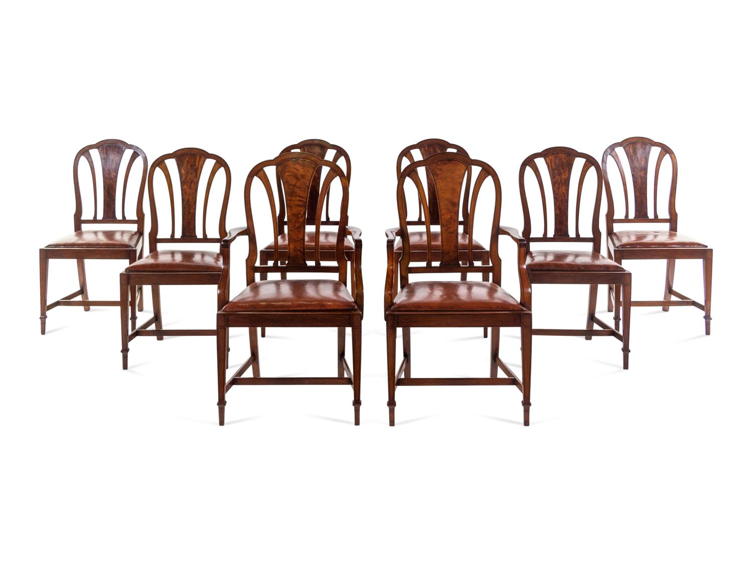 A Set of Eight Late Regency Mahogany Dining Chairs