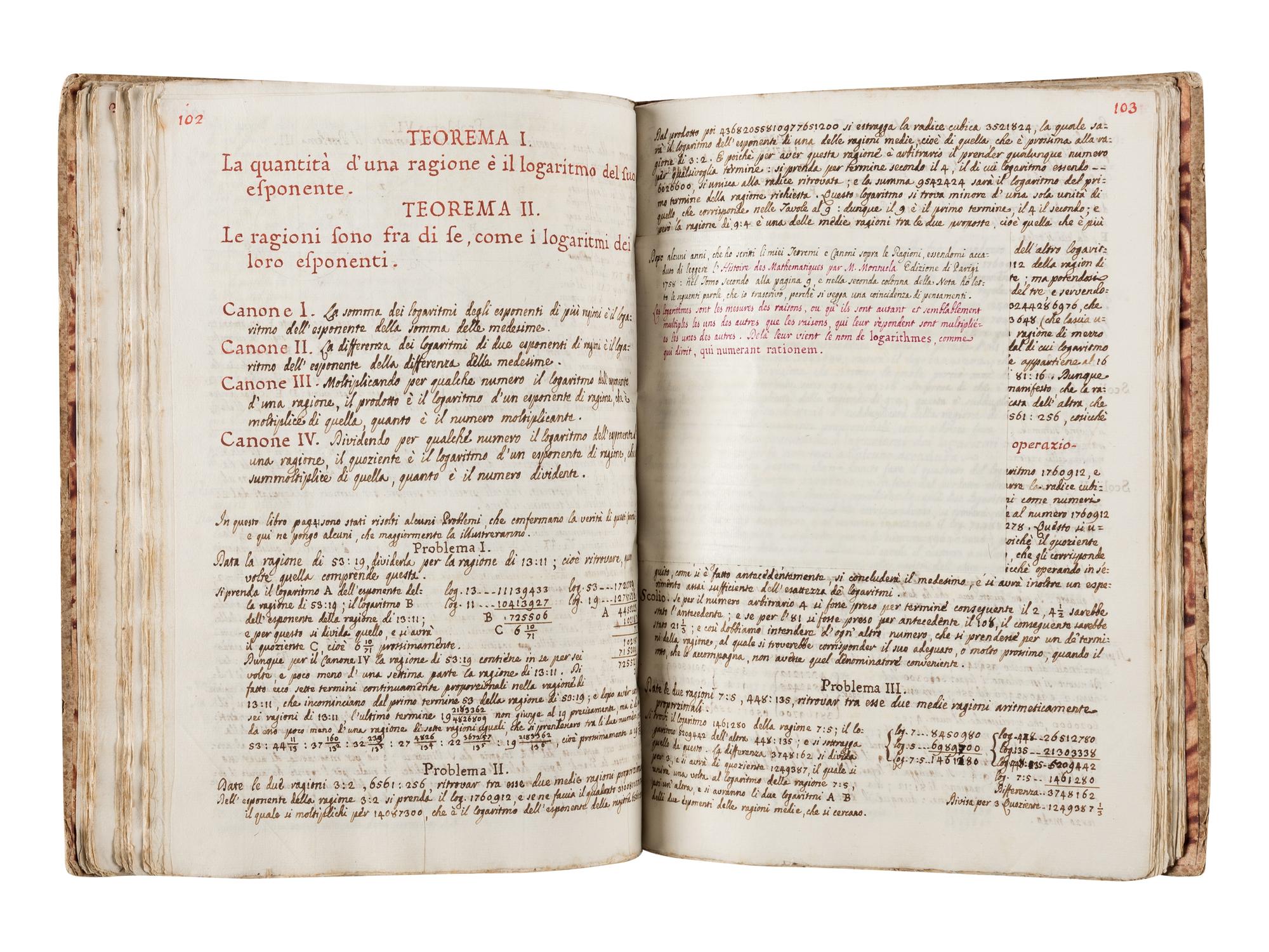 [MANUSCRIPT - GEOMETRY]. "Farragine Matematica E: Extesum et mumeribuius sunt farrago libelli." N.p., ca 18th century.