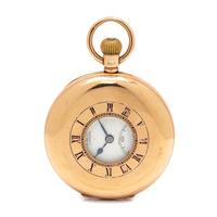J.W. BENSON, 9K YELLOW GOLD DEMI-HUNTER POCKET WATCH