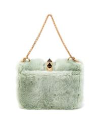 Valentino Handbag in Green Fur and Leather, 1990-2000s