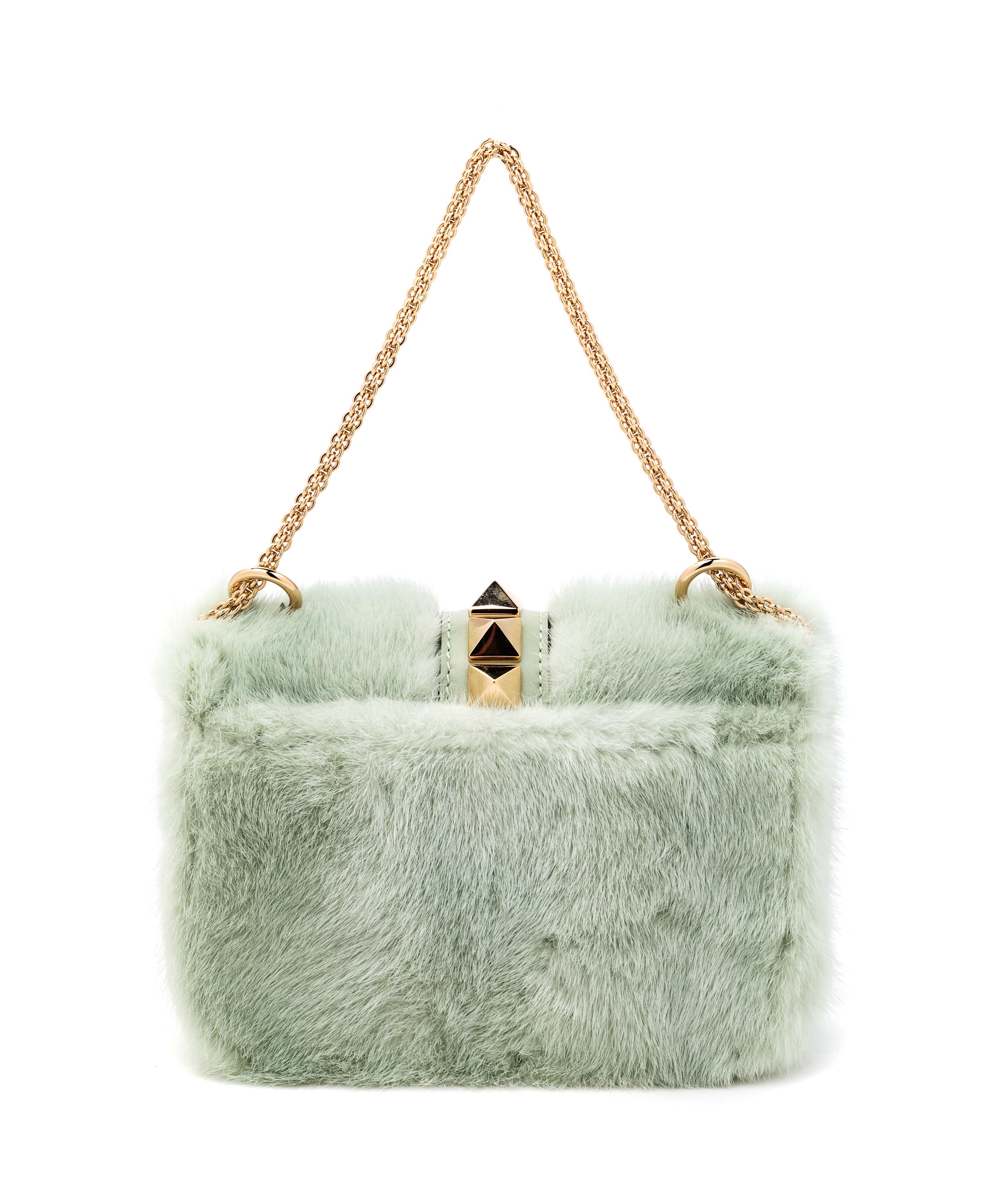Valentino Handbag in Green Fur and Leather, 1990-2000s