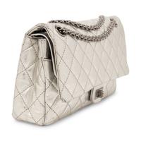 Chanel, Medium 2.55 Reissue Flap Bag in Metallic Silver Leather