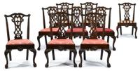 Nine Chippendale-style carved mahogany dining chairs america, circa 1900