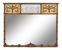 A Painted and Parcel Gilt Mirror with an Inset Bisque Porcelain Plaque