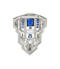 ART DECO, SAPPHIRE AND DIAMOND DRESS CLIP