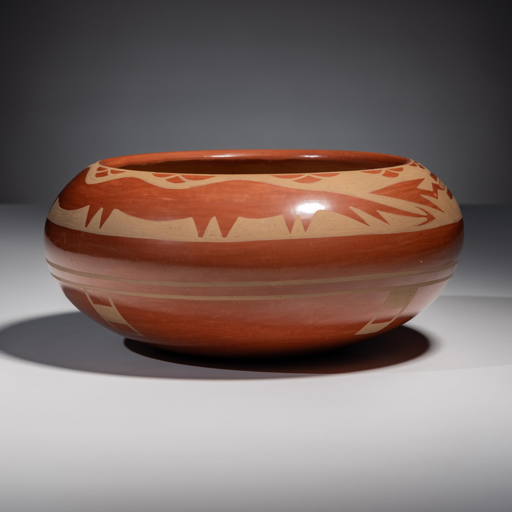 Redware Pottery Bowl, with Avanyu