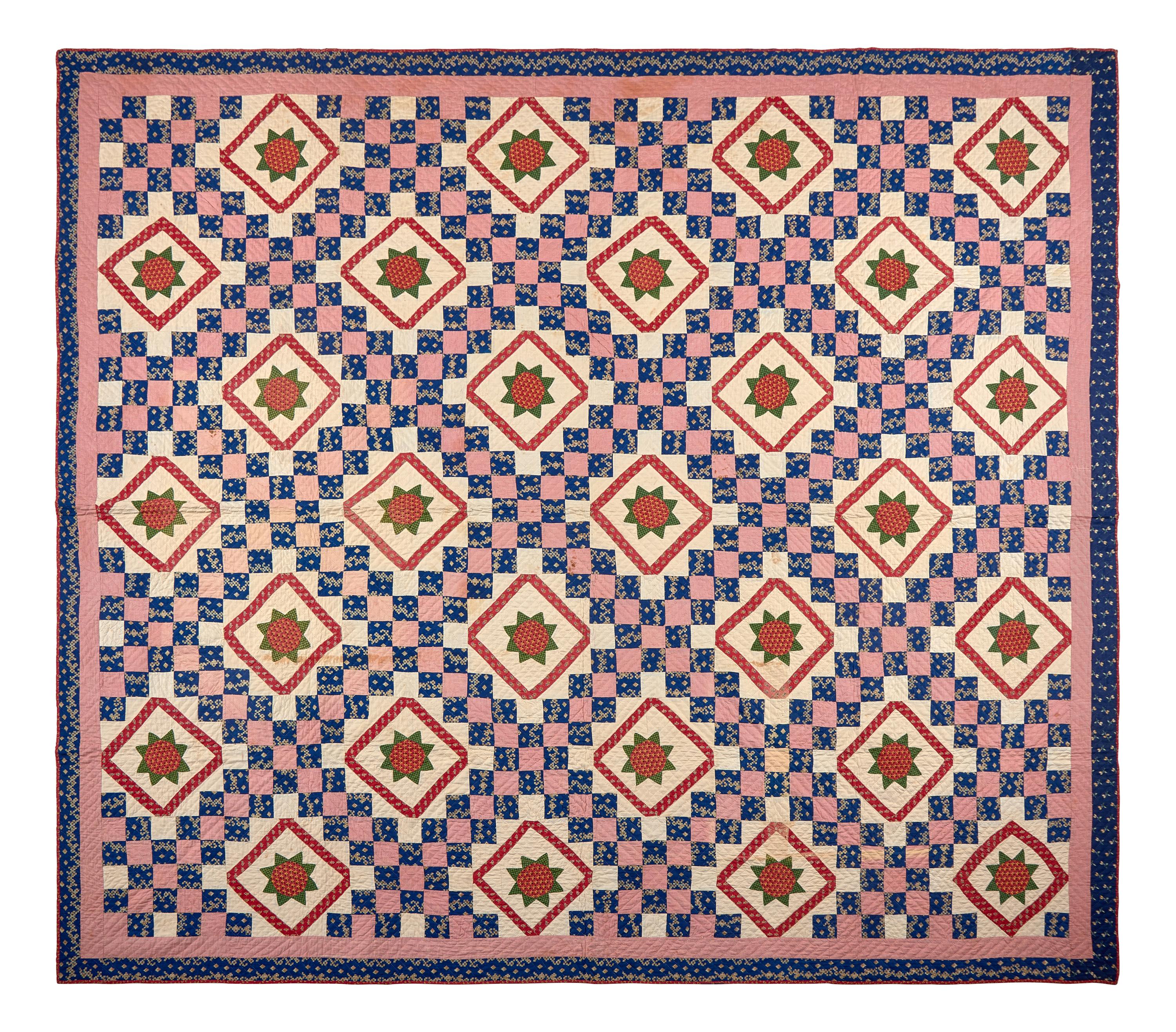 A Pieced Quilt: Irish Chain and Flowerhead Blocks
