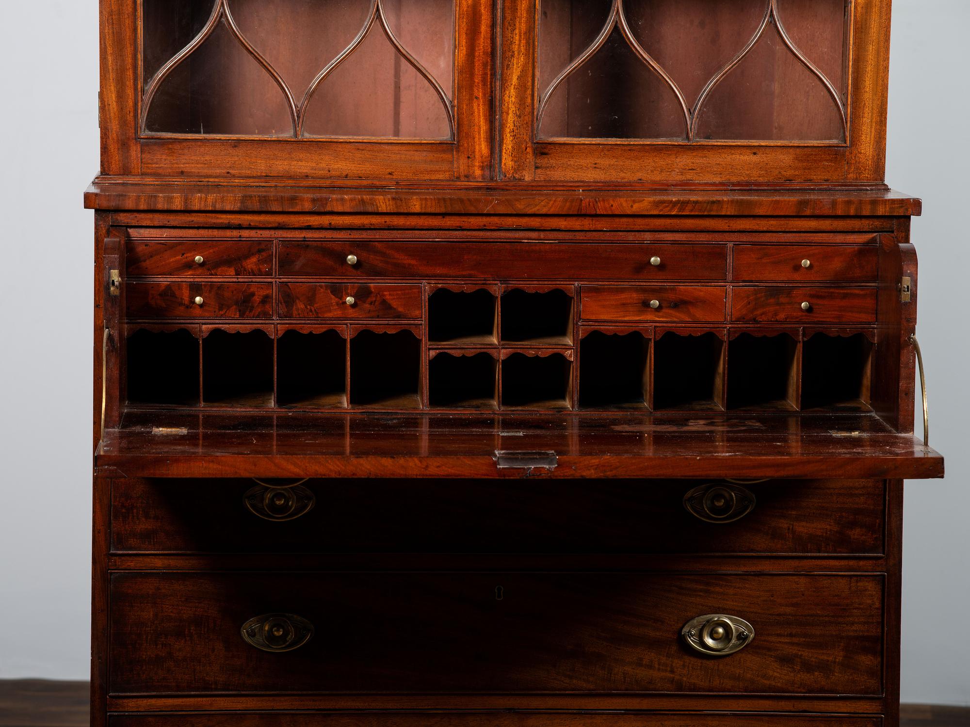 A Federal Figured Mahogany Secretary Bookcase