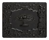 [EARLY PHOTOGRAPHY]. Half plate daguerreotype featuring a gentleman and his sleeping canine companion.