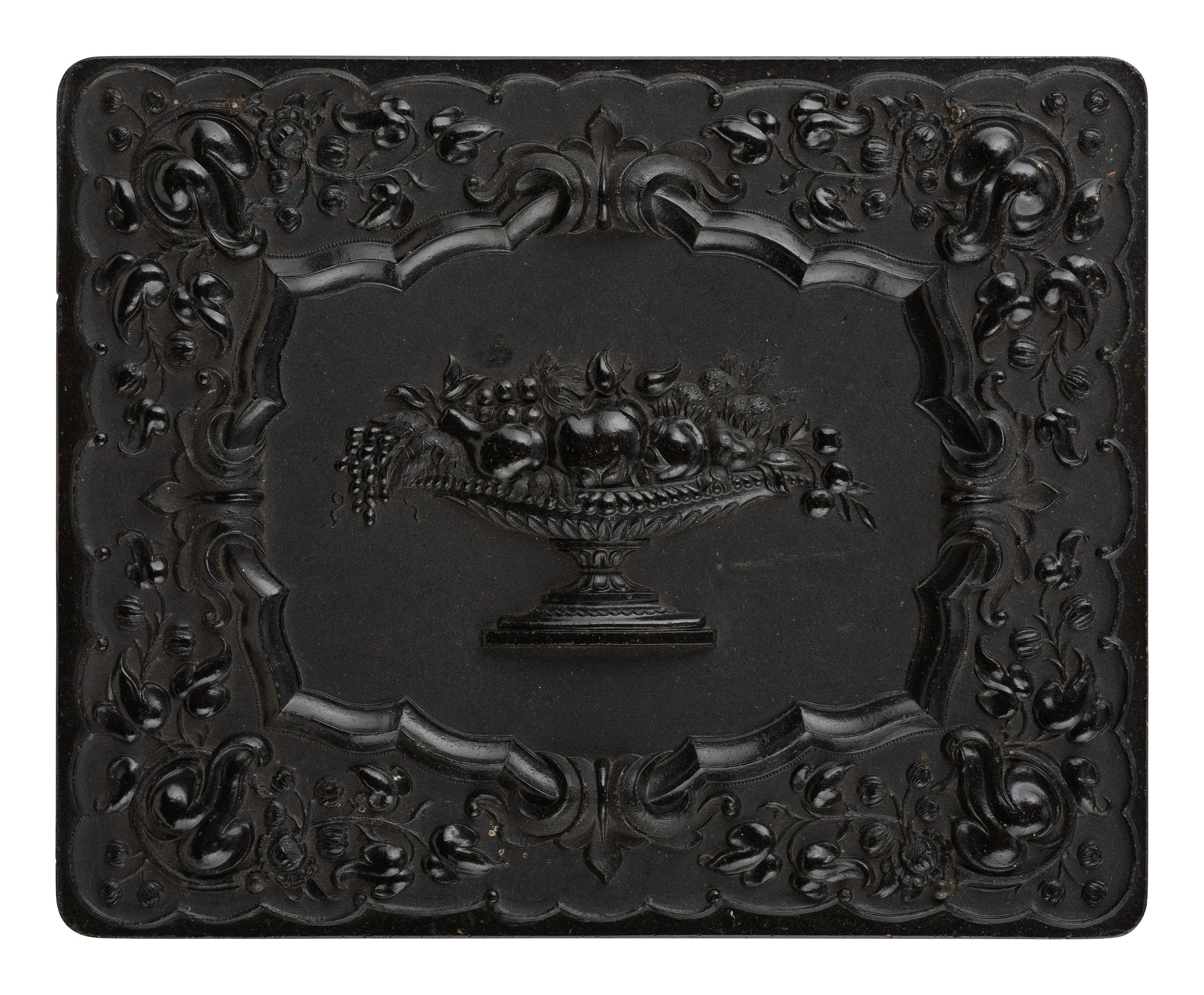 [EARLY PHOTOGRAPHY]. Half plate daguerreotype featuring a gentleman and his sleeping canine companion.