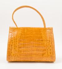 A Nancy Gonzalez Yellow Columbian Crocodile Handbag, 11" x 9" x 4.25"; Handle drop: 5.5".