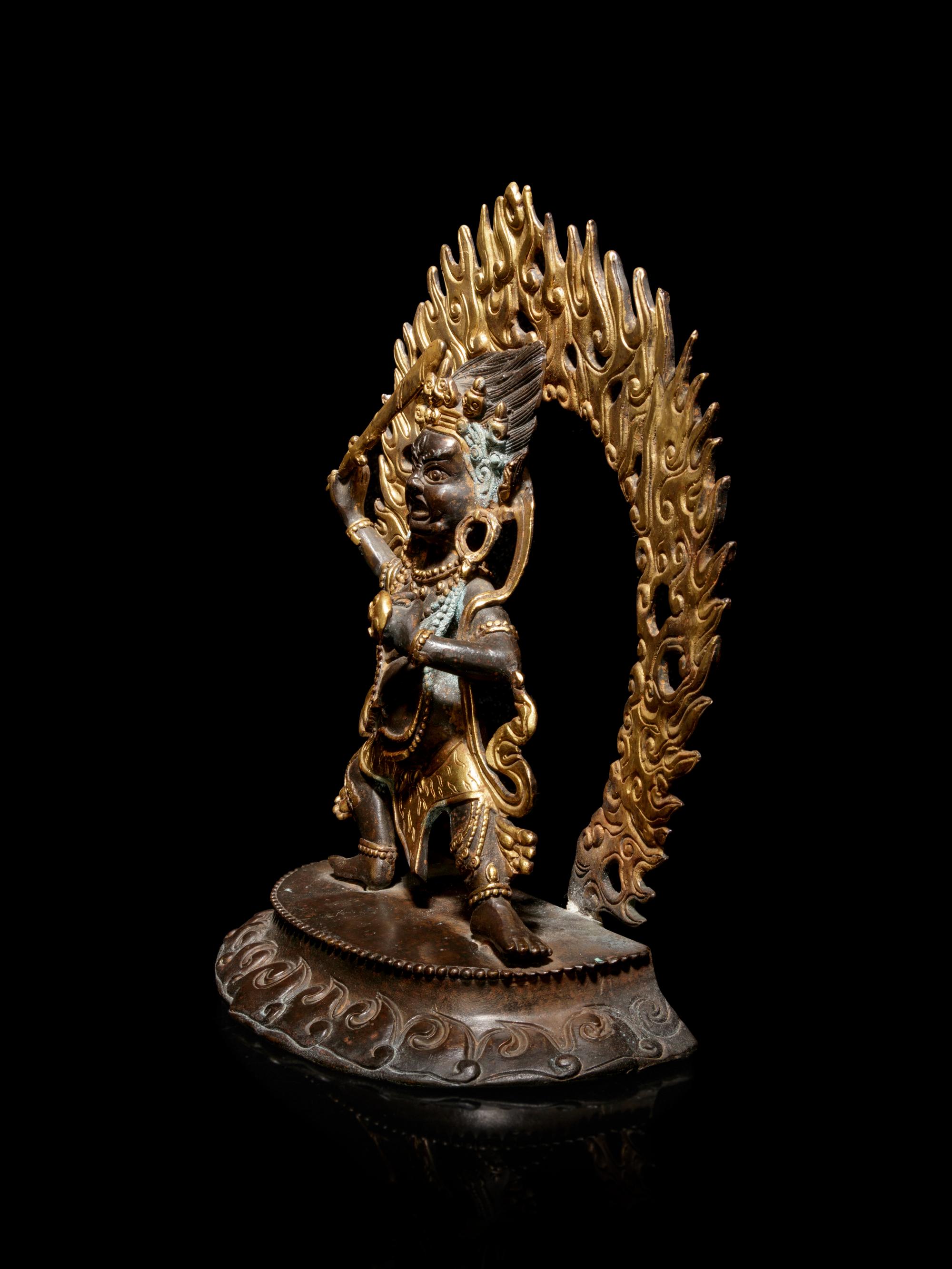 A Tibetan Gilt Bronze Figure of Bodhisattva Mahakala