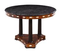 An Austrian Inlaid Mahogany and Ebony Marble-Top Center Table
