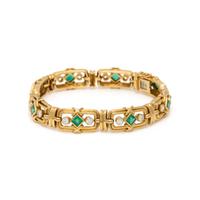 YELLOW GOLD, EMERALD AND DIAMOND BRACELET