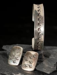 Silver Cuff Bracelet AND Post Earrings