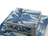 A Pair of Chinese Blue and White Porcelain Tea Caddies with Covers