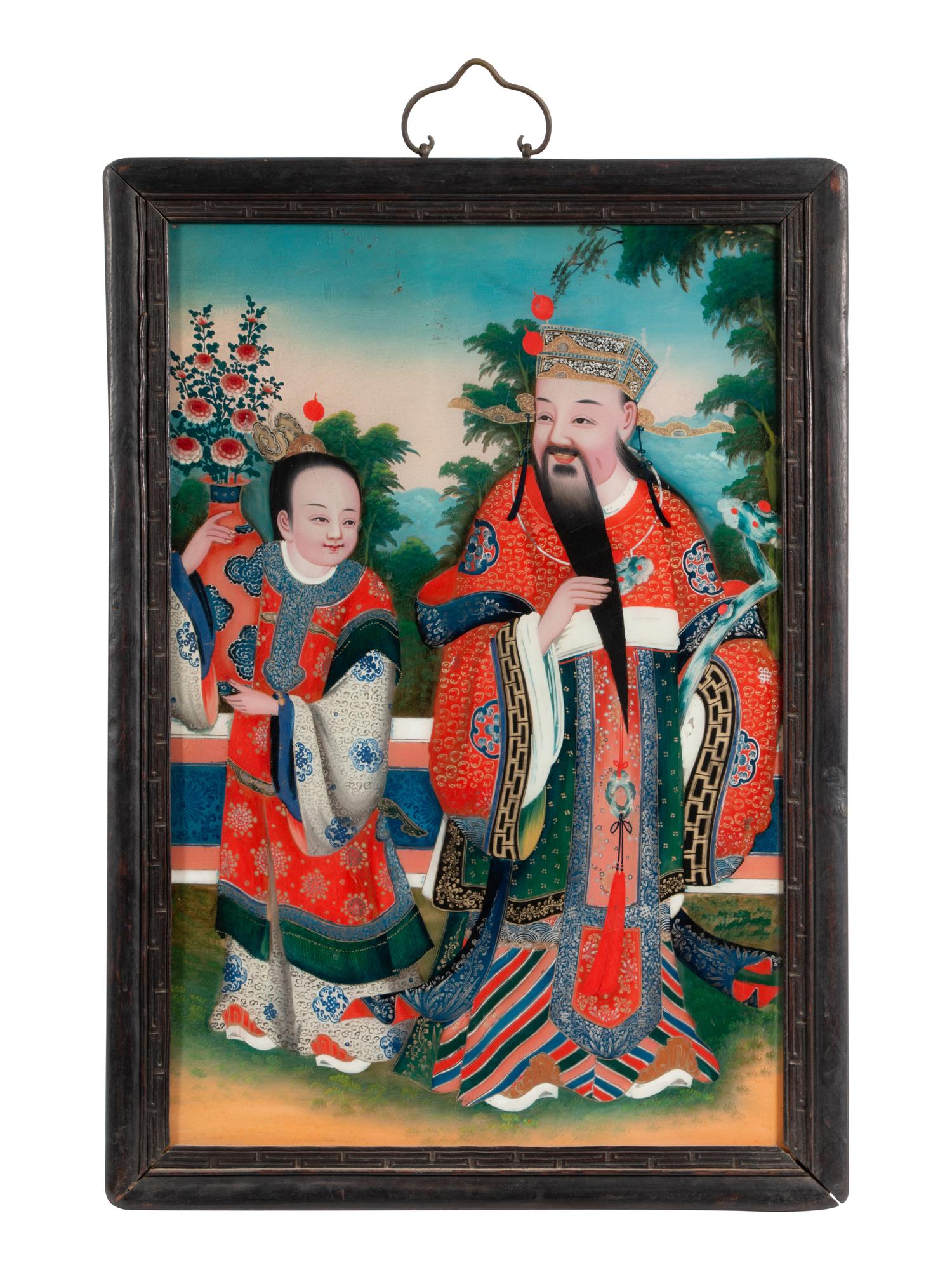 A Chinese Export Reversed Glass Painting